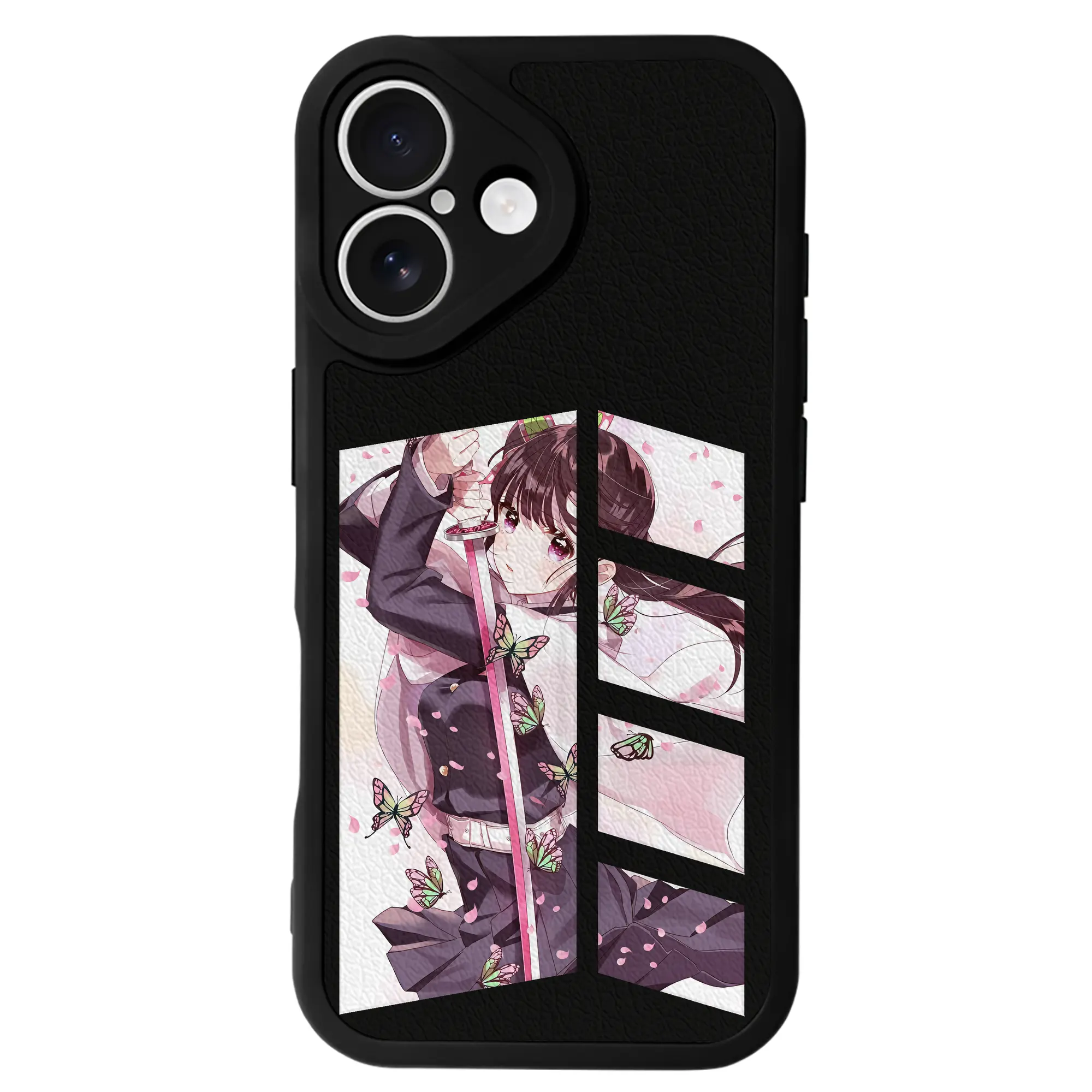 鬼滅の刃 グッズ,栗花落 カナヲ - IPhone 16シリーズ対応 ・ シリコンスマホケース ・ レザー調 ・ 高精度フィット ・ 耐衝撃 ・ ワイヤレス充電対応 ・ 精密カット